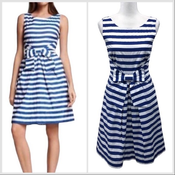 kate spade Dresses & Skirts - Kate Spade Jillian Blue Nautical Stripe Fit and Flare Bow Dress Size 2